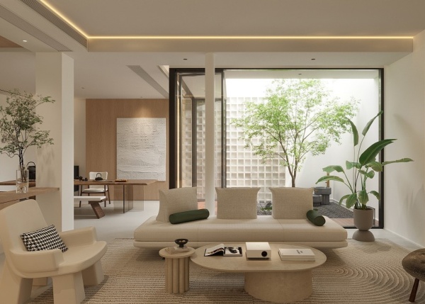 Modern and bright living room, representing quality of life after credit optimization