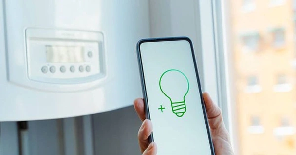 Mobile app controlling a thermostat or boiler, intelligent home energy management.